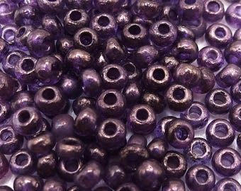 250 EUR/kg, Czech Beads, 10 g, Glass Seed Beads, Rocailles 6/0, Etched Crystal Purple Vega Luster #2059