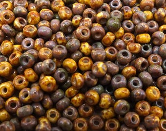 240 EUR/kg, Czech Beads, 10 g, Glass Seed Beads, Rocailles 8/0, Chalk White Travertine #2066
