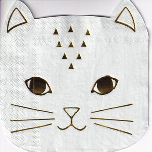 3 tovaglioli di carta identici con gatto, ritagliati #S183
