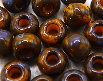 Czech Beads, 20 beads, Aged Tessas 2/0, 6 mm, Orange Dark Picasso #2142