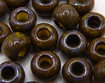 Czech Beads, 20 beads, Aged Tessas 2/0, 6 mm, Olive Picasso #2143