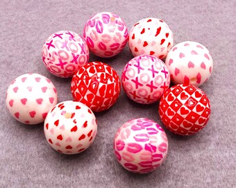 Bubble Gum Beads, Herzen, Love, 20 mm, Acrylperlen, 10 Perlen  #1413