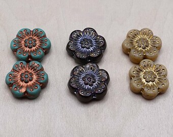 Czech Beads Mix, 6 Perlen,  Flower, Perlen Mix  #2376