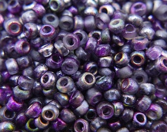 310 EUR/kg, Czech Beads, 10 g, Glass Seed Beads, Rocailles 8/0, Etched Crystal Magic Purple #2069