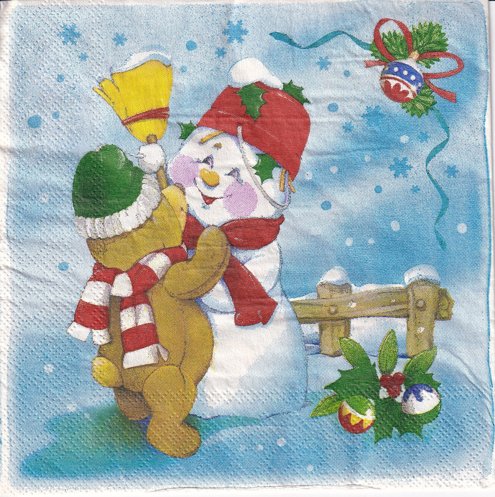 Weihnachtsservietten Mit Tieren & Schneemann – 20 Stück, 33x33 Cm, 3-lagig, Für Tischdeko & Serviettentechnik