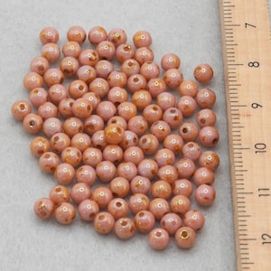 100 beads Czech Glass Beads, Round Beads, 4 mm Chalk White Roman Rose, shiny #239