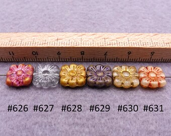 Czech Beads, Flower Beads, Glass Beads, Flowers, Color Variations, 11 mm #626-#631