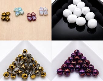 Czech Beads Mix, 76 Perlen,  7 verschiedene Perlen, Perlen Mix  #2377