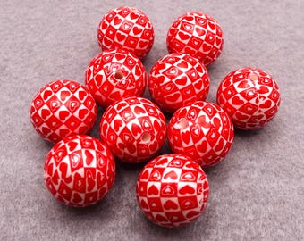 Bubble Gum Beads, Herzen, Love, 20 mm, Acrylperlen, 10 Perlen  #1417