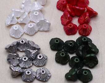 Czech Beads Mix, 40 Perlen,  Flower Caps, Perlen Mix  #2380