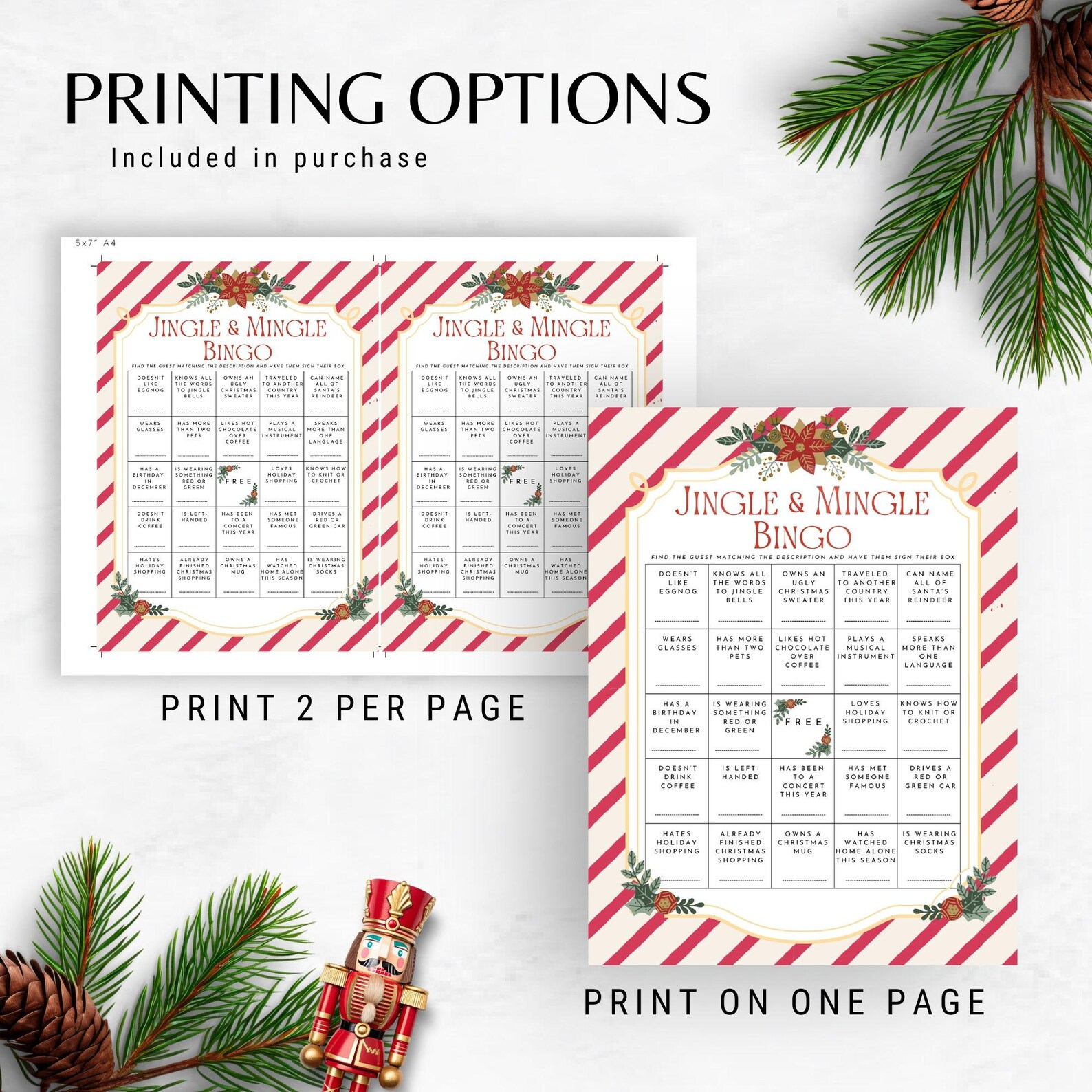 Jingle and Mingle Bingo, Find the Guest Ice Breaker Game, Find Someone ...