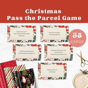 Jeu des fêtes Pass the Prize, échange de cadeaux de Noël cartes imprimables, jeux de fête de Noël Family Office pour adultes et enfants TÉLÉCHARGEMENT IMMÉDIAT