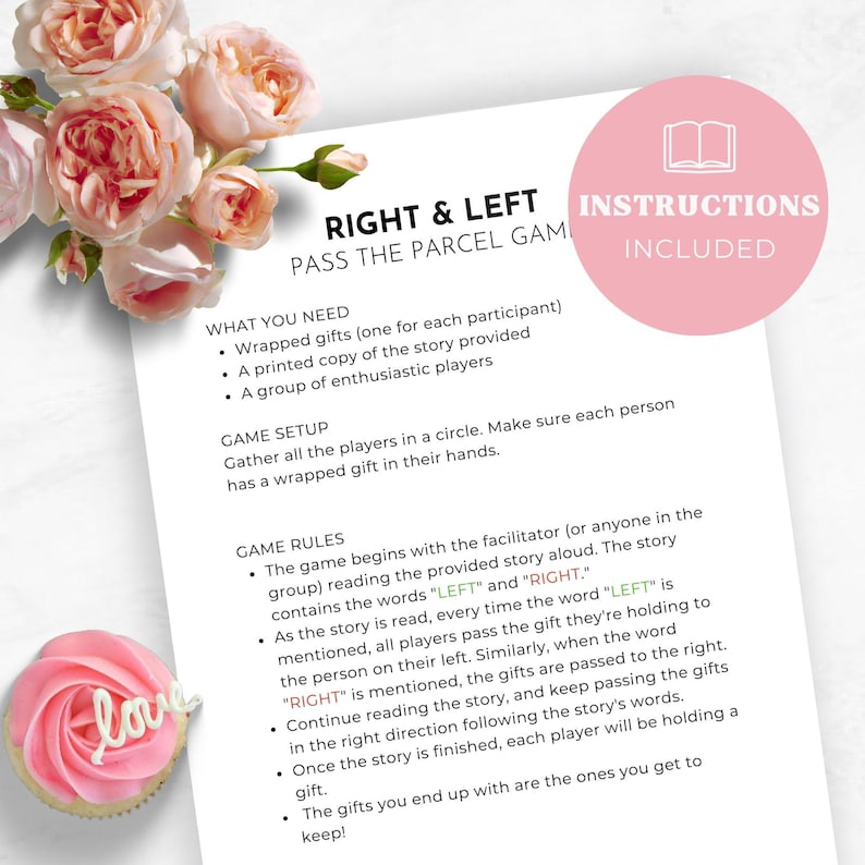 Galentine Left Right Game, Pass the Gift, Games for Prize Exchange ...