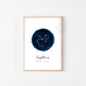 Sagittarius zodiac wall art print