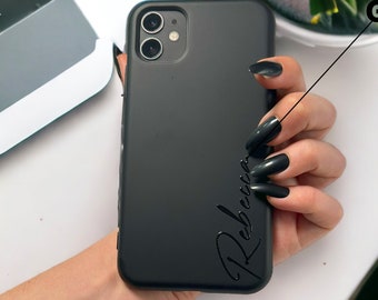 Custom iphone cases with embossed glossy case black silicone personalized phone case with name phone case for iphone  XR, 11, 12, 13, 14, 15