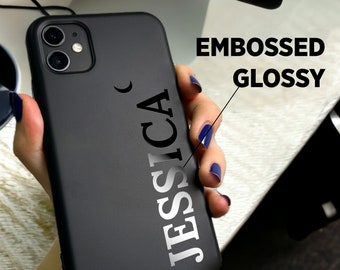 Op maat gemaakt zwart iPhone-hoesje: gepersonaliseerde naamtelefoonhoes