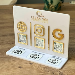Multi QR code NFC Business Social Media Sign Payment Sign Custom Logo Sign Payment Method and Social Media Sign Google Review  Instagram