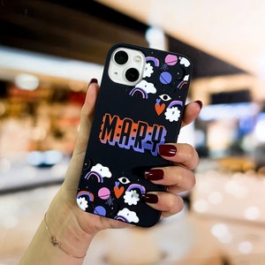 Custom iphone case cute phone case black silicone personalized phone case with name phone case for iphone SE, 11, 12, 13, 14, 15 Pro Max
