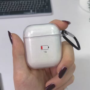 Battery Low Pattern Clear Shockproof AirPods Case with keychain neck running strap Protective Airpods Case AirPods 1 2 3 Pro Case