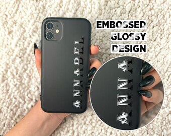 Aangepaste naam iPhone-hoesje: gepersonaliseerde zwarte TPU-siliconen telefoonhoes