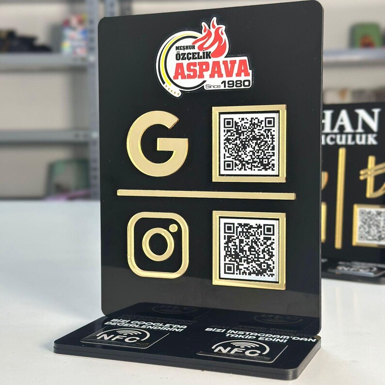 Custom Acrylic QR Code & NFC Sign: Social Media, Payment, Reviews - Etsy