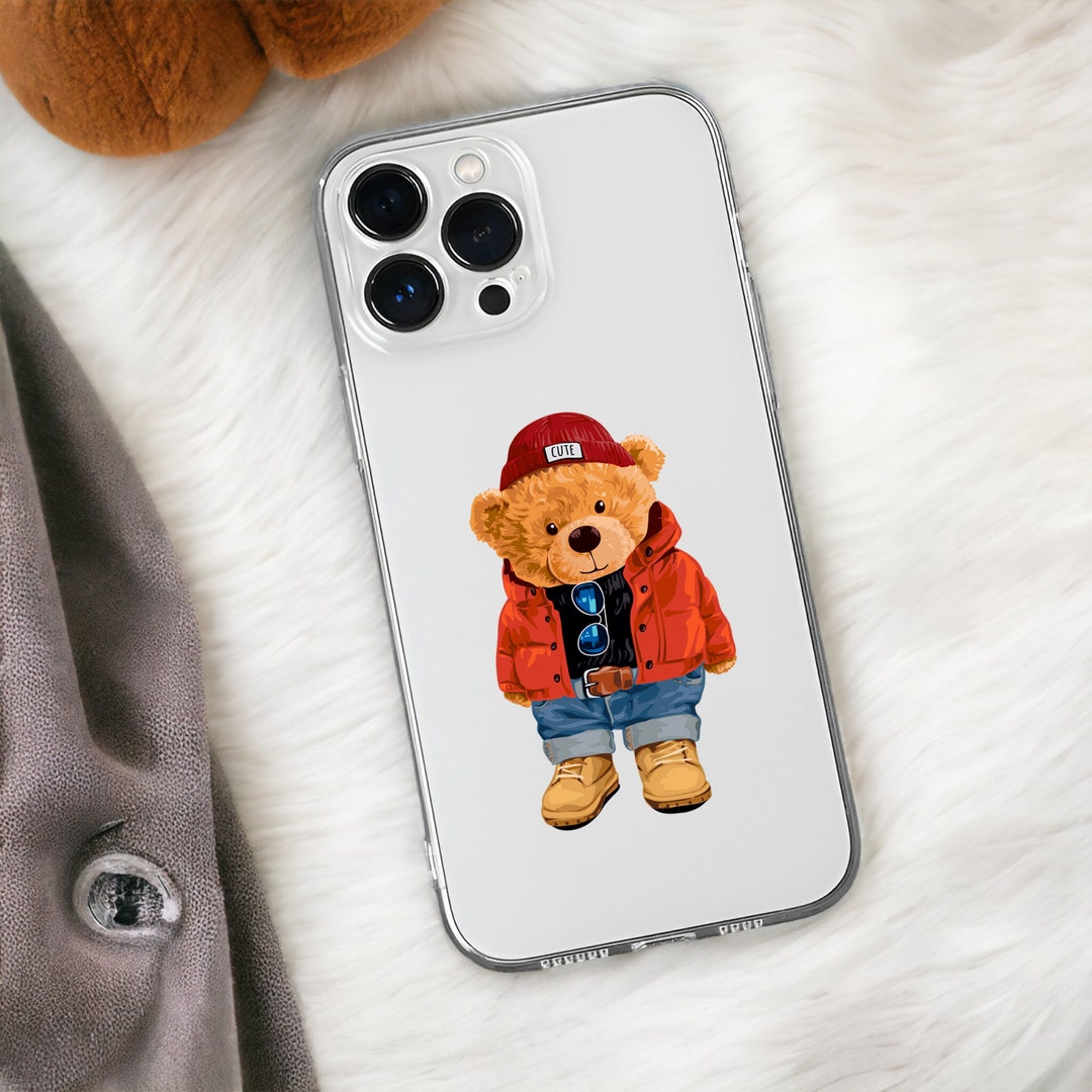 Niedliche Bären-Hülle Für IPhone 15 14 13 12 11 Pro Max Mini X XR XS & Mehr – Schwarz, Slim Fit