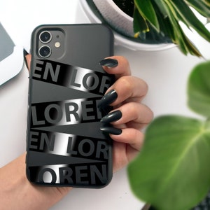 Custom iphone cases with embossed glossy case black silicone personalized phone case with name phone case for iphone SE, 11, 12, 13, 14, 15