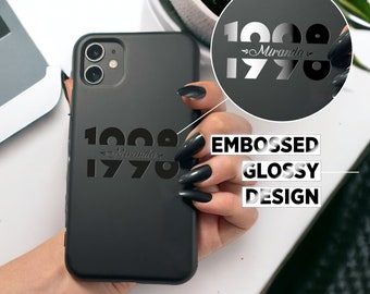 Gepersonaliseerde zwarte telefoonhoes: aangepaste naam iPhone-hoesje