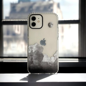 Moln och måne iPhone-skal: Transparent silikonstötfångare
