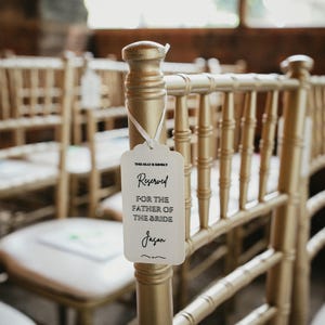 Etiquetas de asiento personalizadas para la fiesta de bodas / Etiquetas de nombre personalizadas para sillas de ceremonia / Tarjetas de lugar para la fiesta nupcial / Decoración elegante para bodas