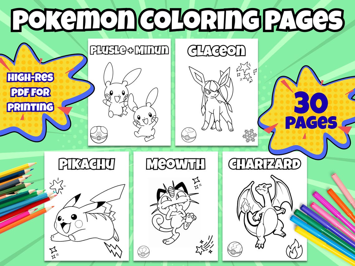 Pokemon Coloring Pages Printable | Digital Download to Print at Home ...