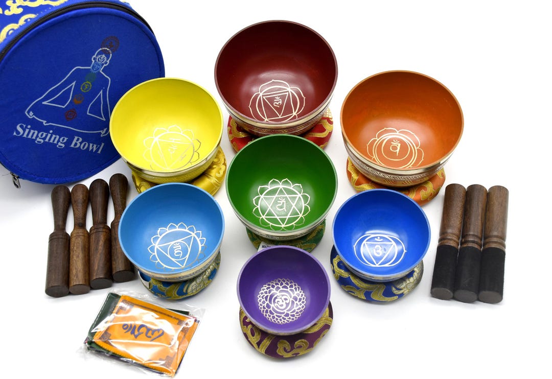Tibetan Singing Bowl Set of 7 - Nepalese Sound Healing Singing Bowl ...