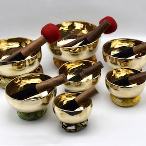 Singing Bowl set of 7 - Tibetan Sound Healing meditation yoga Bowls - Seven Chakra Bowls - Professional Sound healing note tuned Bowls