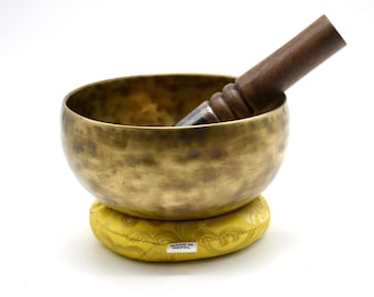 6 inches Tiger Eye Singing Bowl - Heart Chakra F - Sacral Chakra D - Solar Plexus Chakra E - Handmade singing Bowls from Nepal with mallet