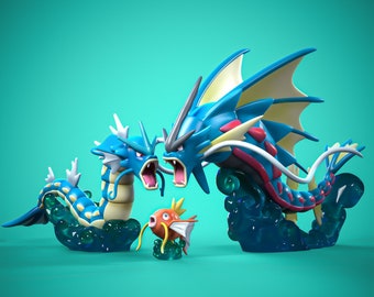3D Model STL - Scaled Magikarp evolution line STL (Digital File)