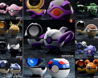 3D Model STL -Pokeball set 1 STL (Digital File)