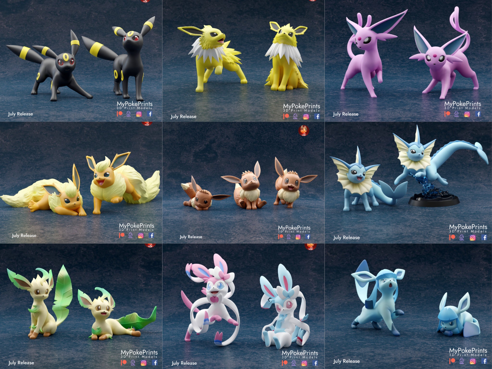 Pokemon Eevee Family Figure Toys Model Collection Eevee Action