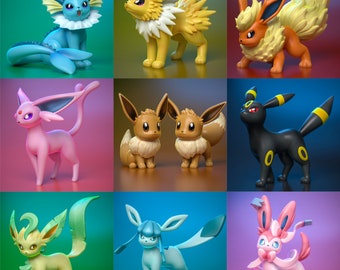 3D Model STL - Scaled Eeveelution Eevee&#39;s Family evolution line STL (Digital File)