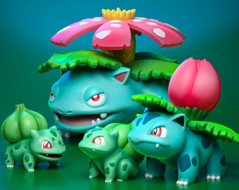 3D Model STL - Scaled Bulbasaur evolution line STL (Digital File)