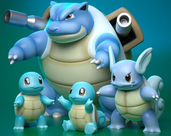 3D Model STL - Scaled Squirtle evolution line STL (Digital File)