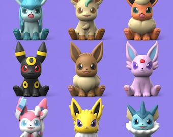 3D Model STL - Cute Eeveelution Eevee family STL (Digital File)