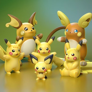 3D Model STL - Scaled Pikachu evolution line STL (Digital File)