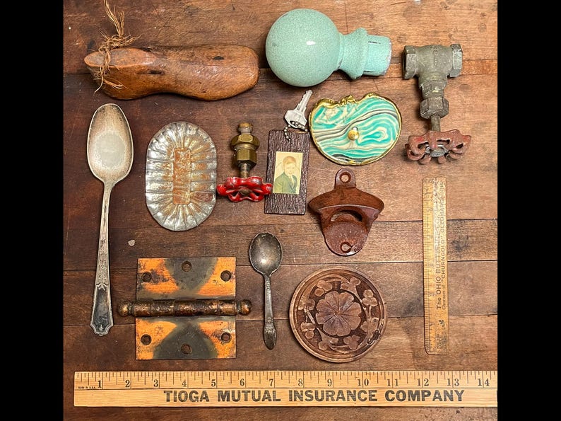 Bottle Measuring Ruler Vintage Assemblage Art Lot – Found Objects, Metal Hardware, Miniatures ...
