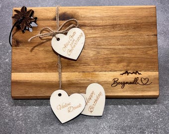 Small wooden board, breakfast board, acacia wood, personalized, gift, birthday, birthday gifts, Bergmadl