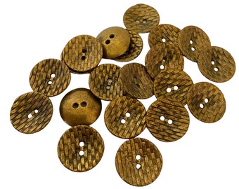 10 Gold Metal Weave Buttons - Shank Fastening - 22mm diameter