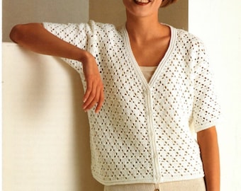 Ladies Crochet Jacket Short Sleeves Pattern - Digital Download