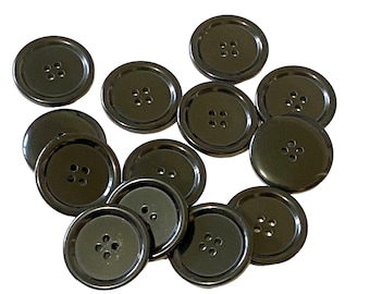 10 Black Large 30mm Dished Coat Buttons 4-Holes