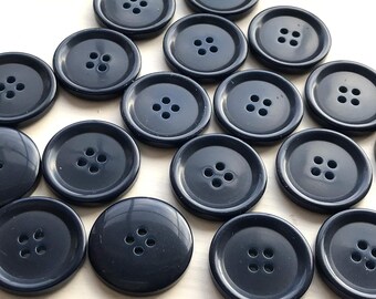 Pack of 10 Navy Blue 4-Hole Buttons - 25mm - 1"