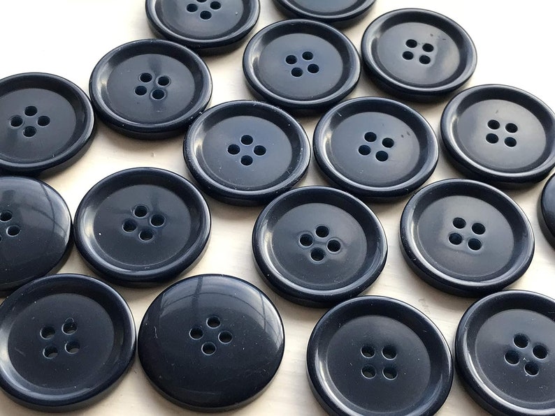 Pack of 10 Navy Blue 4-Hole Buttons 25mm 1 image 1