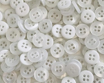 Pack of 20 White Shirt Buttons - 10mm diameter - 4-Holes